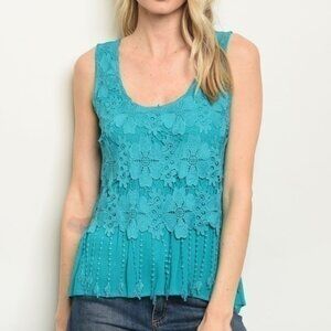 Scoop Neck Crochet Detail Tunic Top